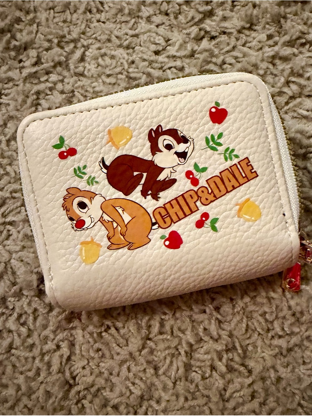 Disney Chip & Dale White Zip Around Wallet with Colorful Character Print